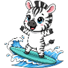 Cute Zebra Surfer Cartoon Surfing Summer