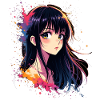Anime-Girl mit Farbexplosion