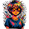 Kunstvolle Farbexplosion mit Sonnenbrille