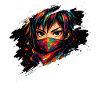 Futuristic Neon Punk Anime Face