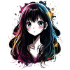 Anime Mädchen mit buntem Farbverlauf