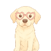 Playful dog with heart glasses