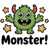 Cute Green Monster with Stars