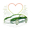 Leuchtendes Sportauto mit Herz