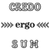Latinsk credo ergo sum teologi Wordart ordspil