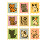 Playful Cat Stamp Collection, cats 