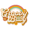 Retro Blumen-Design mit Regenbogen