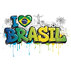 Brazil Love flag Graffiti Tee Design