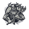 Krieger mit Axt und Hornhelm