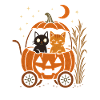 Cats in the Halloween pumpkin cart