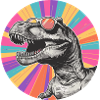 Dinosaurier Comic mit Sonnenbrille