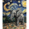 Éléphant Van Gogh Style Nuit étoilée