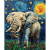 Éléphant Van Gogh Style Nuit étoilée