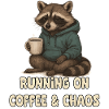 Raccoon with coffee