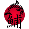 Black dolphin and red sun