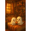 Cute Halloween Ghosts in Autumn
