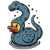 Verspielter Dinosaurier-Ente als Brontosaurier