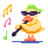 Pixel Art Duck playing Music 