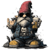 Garden gnome rocker drinks beer