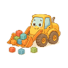 Verspielter Bagger mit bunten Bausteinen