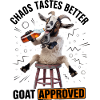 Goat On Stool Drinking Beer