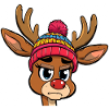 Cute reindeer character with cap