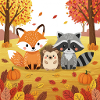 Autumnal Forest Animals Illustration