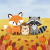 Autumnal forest animal trio