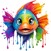 Coloured fish with colour explosion