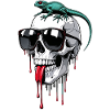 Chilled skull with lizard