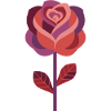 Graphic rose in warm red tones