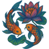 Lebendige Koi- und Lotus-Wasserszene