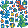 Festlicher Cartoon Drache und Geschenkmuster