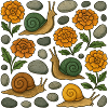 Whimsical Snails and Marigolds Pattern