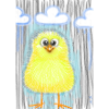 Cute yellow duckling in rain