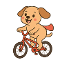 Playful dog on bicycle