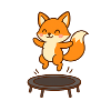 Cute fox on trampoline