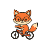 Cute fox on bicycle with glasses