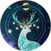 Mystical deer in the starry sky