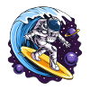Space astronaut on surfboards