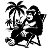 Casual monkey with sunglasses and coconut