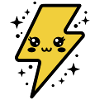 Entzückender Blitz mit Kawaii-Gesicht