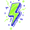 Lightning Illustrated in Green and Blue
