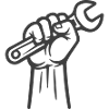 Worker Hand Holding Wrench Symbol
