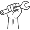 Worker Hand Holding Wrench Symbol