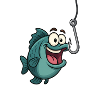 Cartoon fish with hook