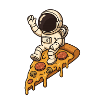Space astronaut on pizza slice