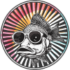 Fisch mit Sonnenbrille im Retro-Design