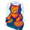 Neon DJ Cat Design