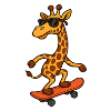 Stylish skateboarding giraffe with sunglasses